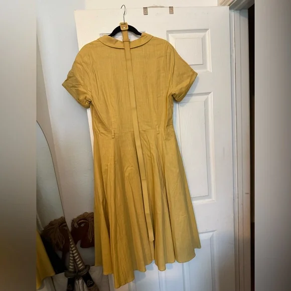Collectif Cherish Era x Modcloth Vintage Style Yellow Midi Shirt Dress - Picture 3 of 4